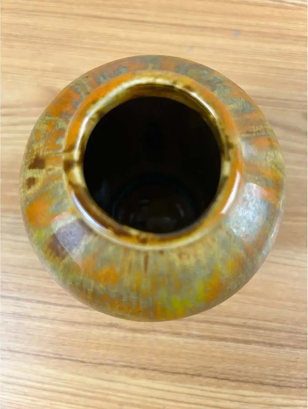 California Originals Mid Century Art Pottery Blended Green Orange Cabinet Vase